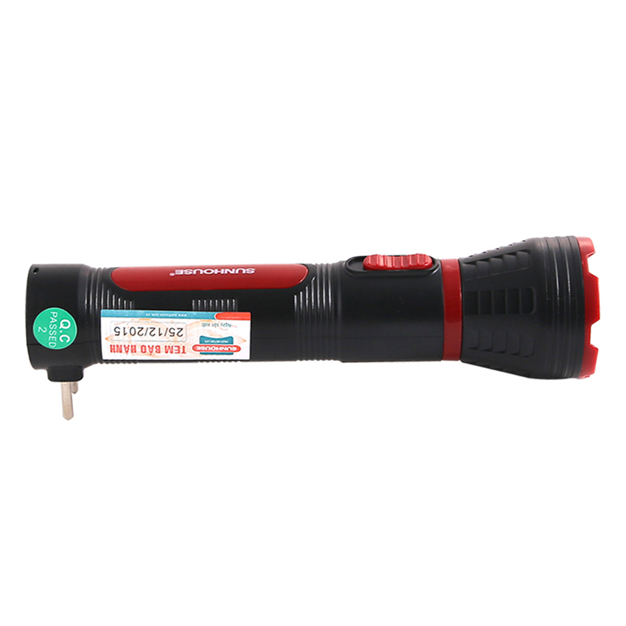 Đèn Pin Tay Cầm Cỡ Lớn Sunhouse SHE-4111 - Đen Đỏ