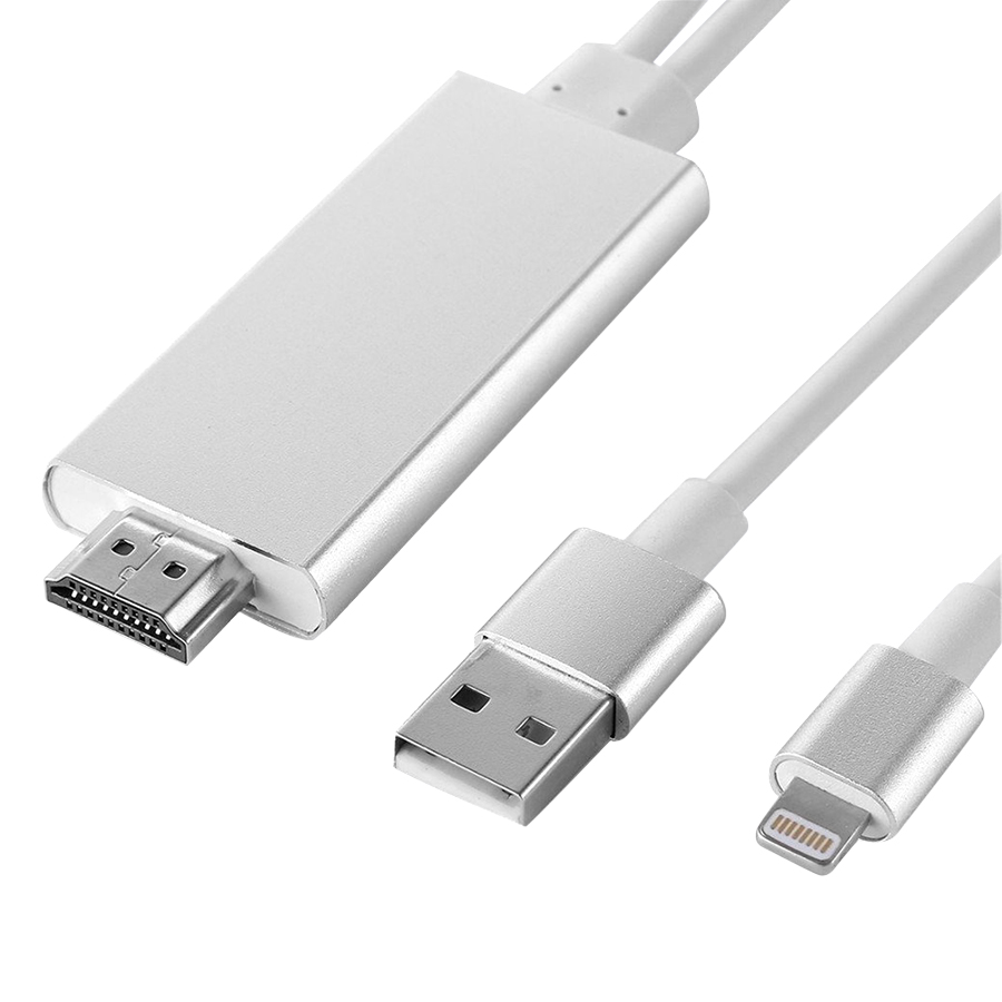 Cáp Lighting To HDMI Cho Iphone 5/5s/6/6s/6Plus/ iPad Mini/ Mini 2/ iPad Air (2m) – Trắng