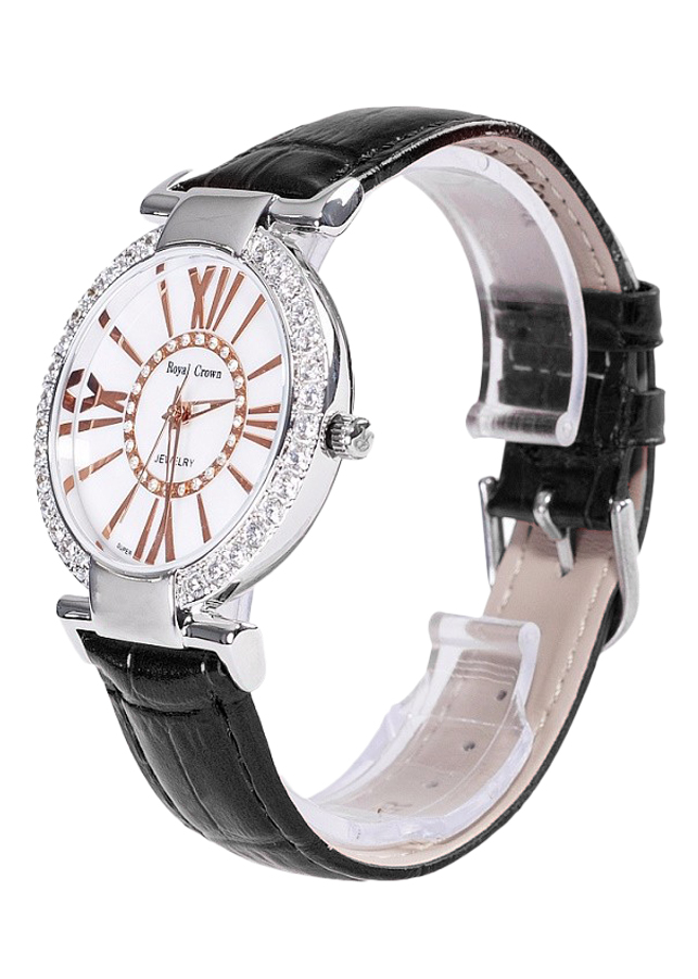 Đồng Hồ Nữ Dây Da Royal Crown 6116STP - Đen