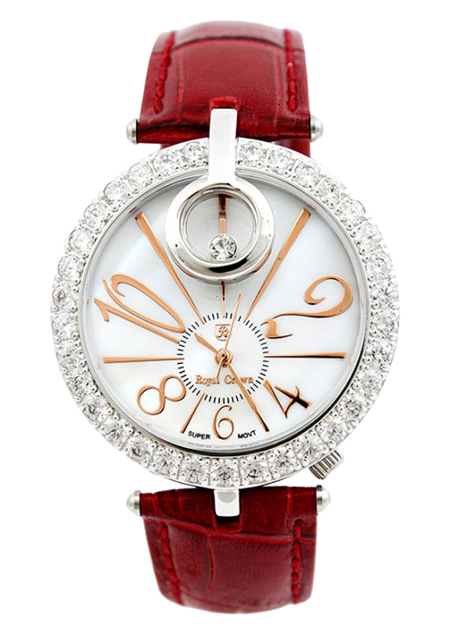 Đồng Hồ Nữ Dây Da Royal Crown 3850ST - Đỏ Đô
