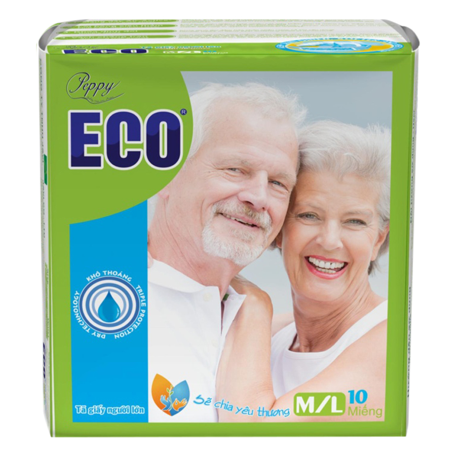 Combo 2 gói Tã Dán Người Lớn Peppy Eco Siêu Mềm Mại, Siêu Khô Thoáng, Kháng khuẩn Size M/L