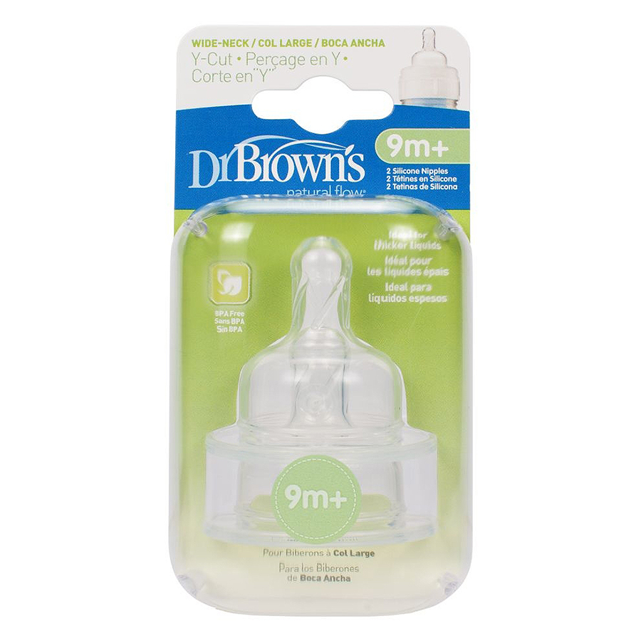 Núm ty Dr.Brown cổ rộng Y cut 9M+ (2 chiếc)