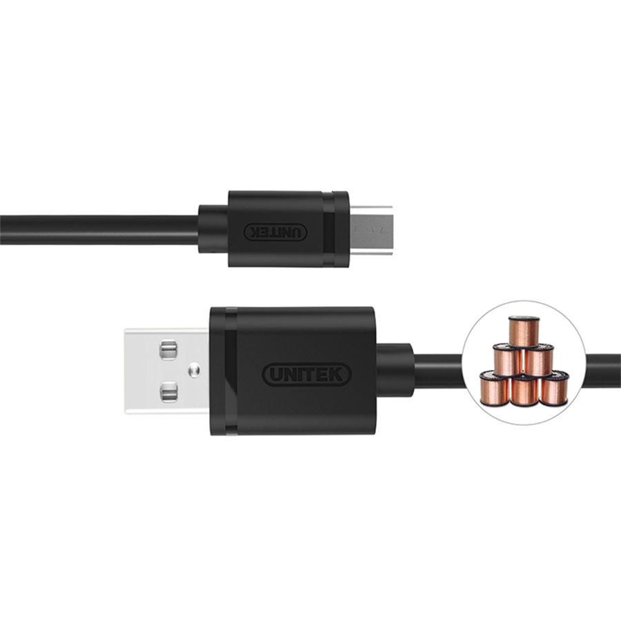 Dây Sạc Điện Thoại USB 2.0 Sang Micro USB Unitek Y435 (3m) - Hàng Chính Hãng