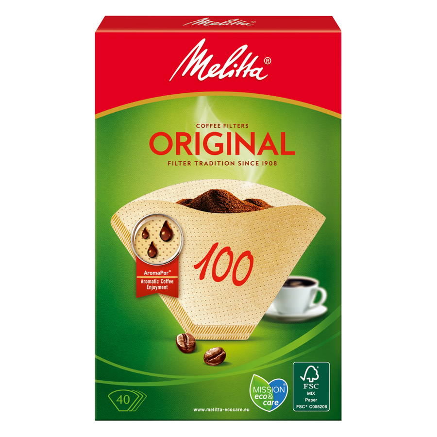 Giấy Lọc Cà Phê Melitta Original 100, Hộp 40 tờ nhập Đức, lọc siêu vi 3 tầng tăng hương vị - Hàng chính hãng