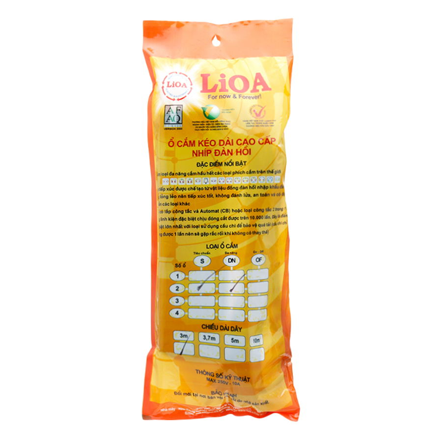 Ổ Cắm Điện 2D + 2S Dây 3m x 2 Lioa 2D2S32 - Đen
