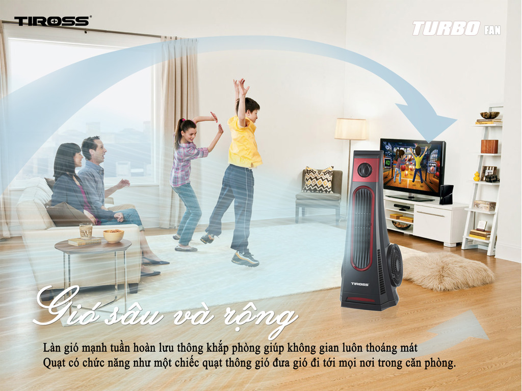 Quạt Tháp Tiross TS9180 - Đen - Hàng chính hãng