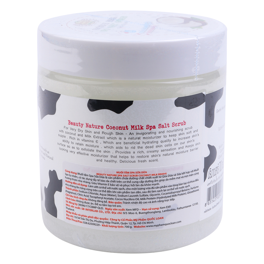 Muối Tắm Spa Sữa Dừa Beauty Nature Coconut Milk Spa Salt Scrub (700g)