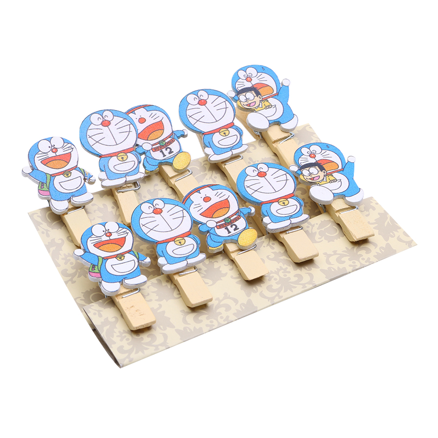 Bộ Kẹp Ảnh Gỗ Doraemon An Phát (10 Cái)