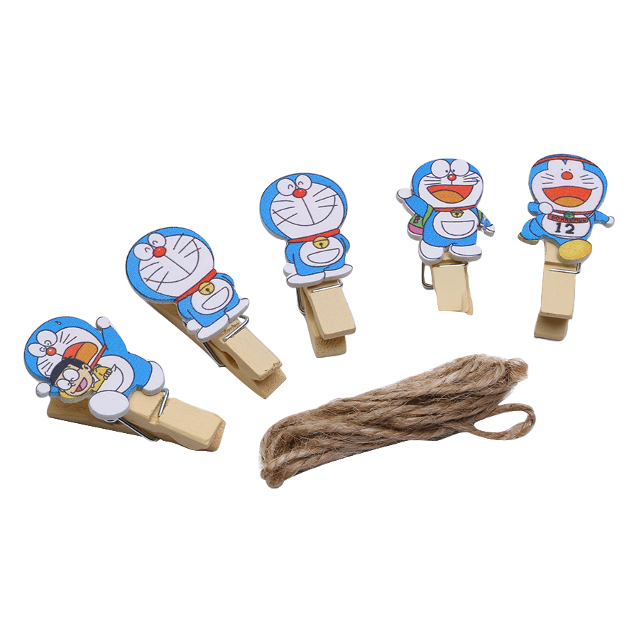 Bộ Kẹp Ảnh Gỗ Doraemon An Phát (10 Cái)