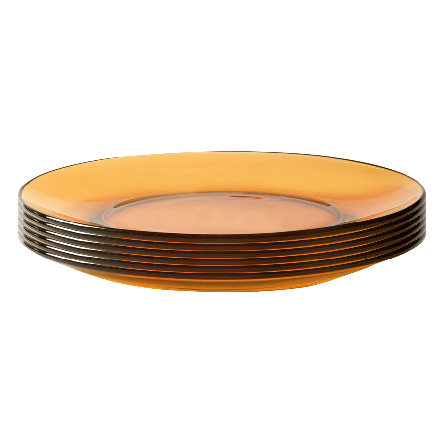 Bộ 6 Đĩa Thủy Tinh Amber DURALEX 3008DF06C1111-6 (19cm) - Hổ Phách