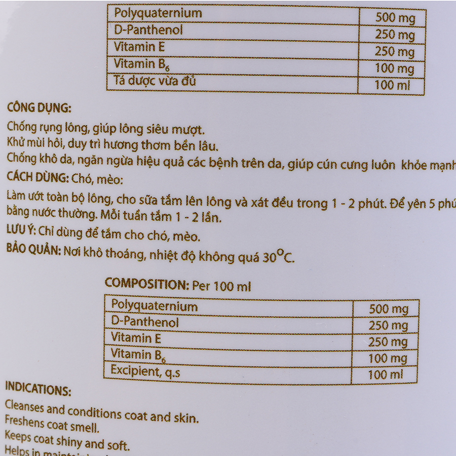 Sữa Tắm Chó Mèo Chuyên Dưỡng Lông, Khử Mùi Bio