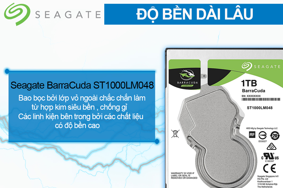 Ổ Cứng HDD Laptop Seagate BarraCuda 1TB/128MB/2.5/5400 - ST1000LM048 - Hàng chính hãng