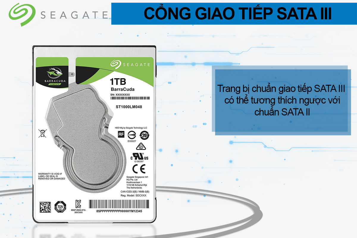 Ổ Cứng HDD Laptop Seagate BarraCuda 1TB/128MB/2.5/5400 - ST1000LM048 - Hàng chính hãng