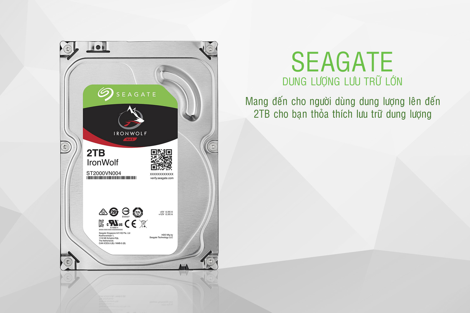 Ổ Cứng HDD Seagate IronWolf 2TB/64MB/3.5 - ST2000VN004 - Hàng chính hãng