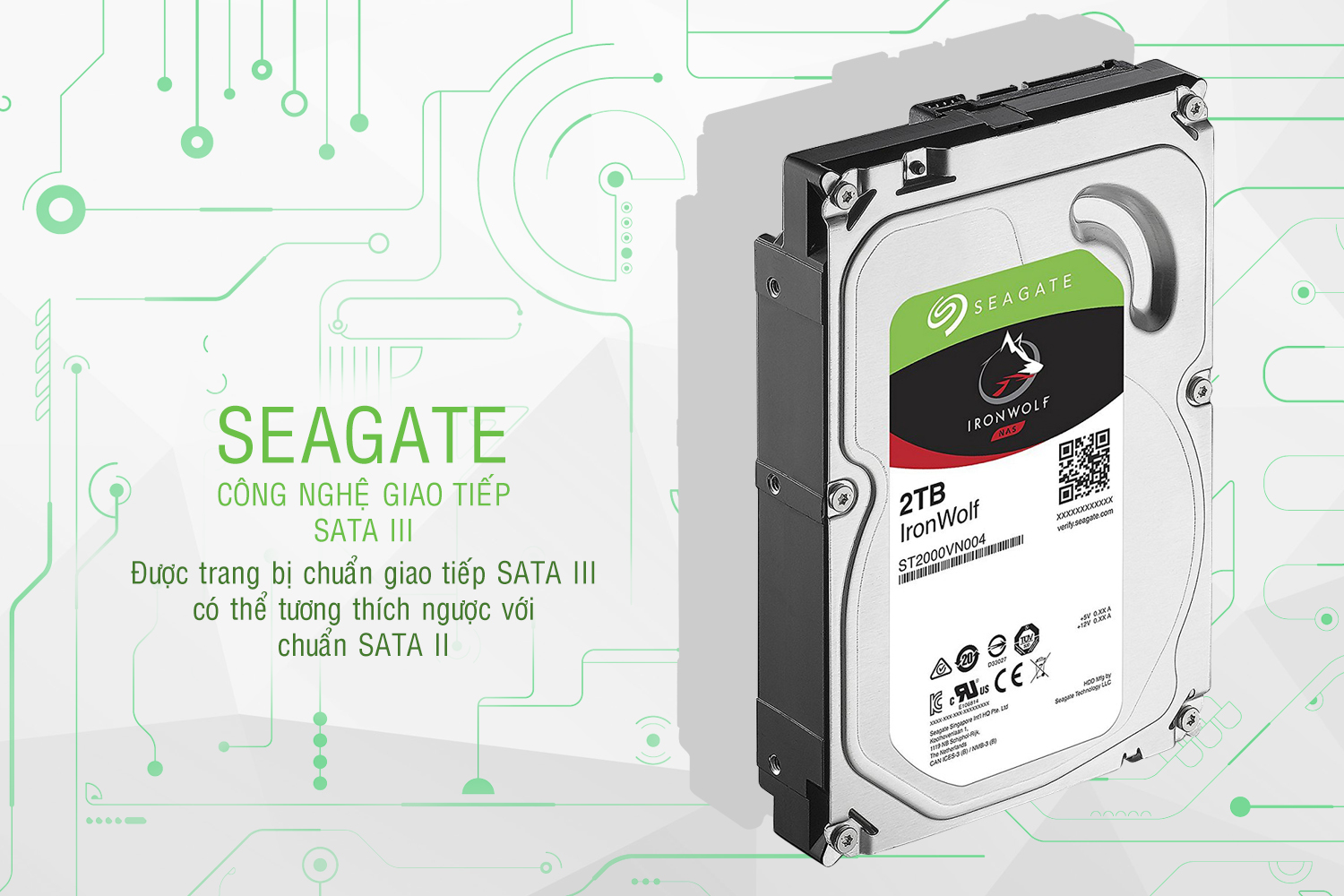 Ổ Cứng HDD Seagate IronWolf 2TB/64MB/3.5 - ST2000VN004 - Hàng chính hãng