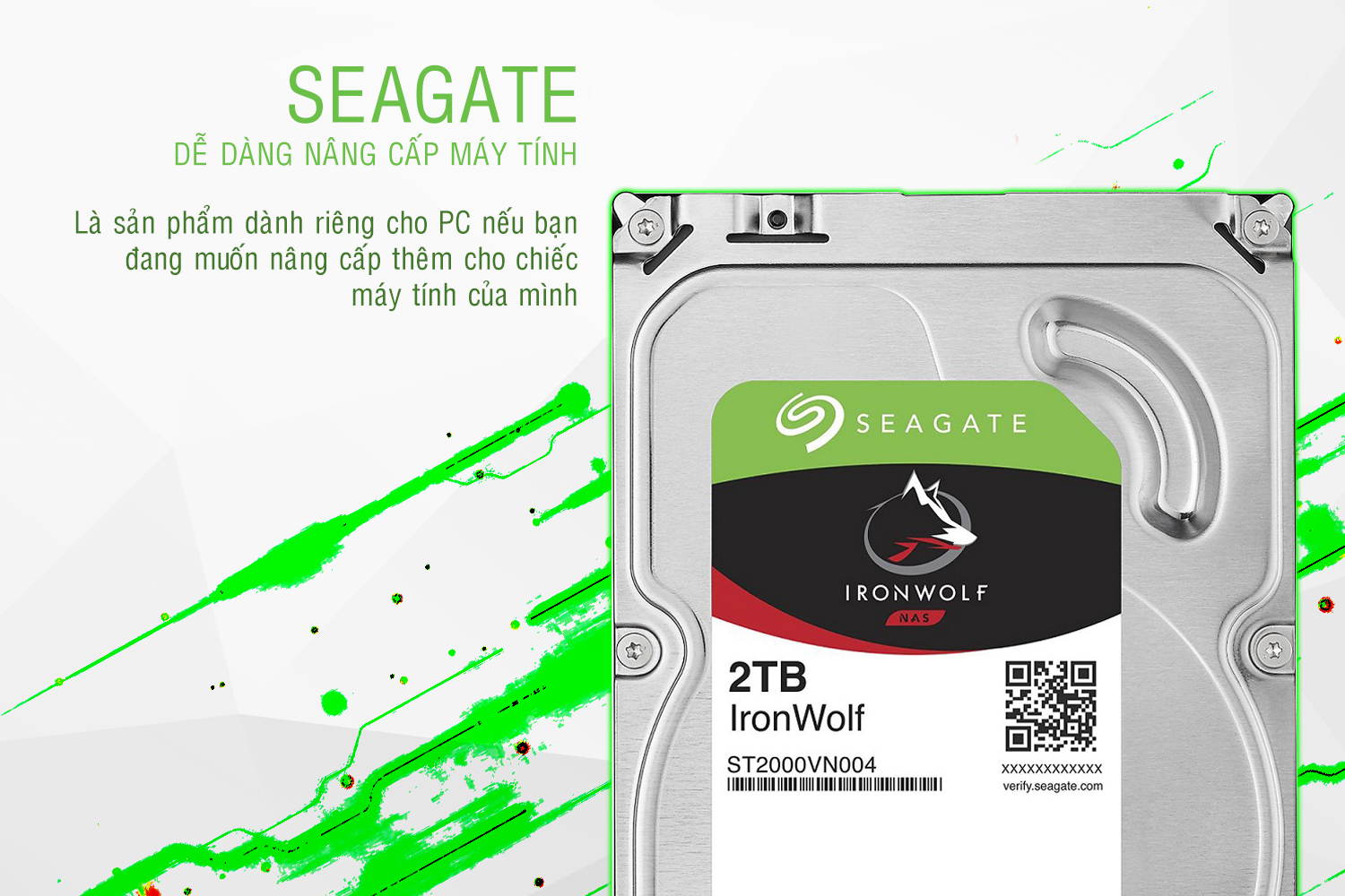 Ổ Cứng HDD Seagate IronWolf 2TB/64MB/3.5 - ST2000VN004 - Hàng chính hãng