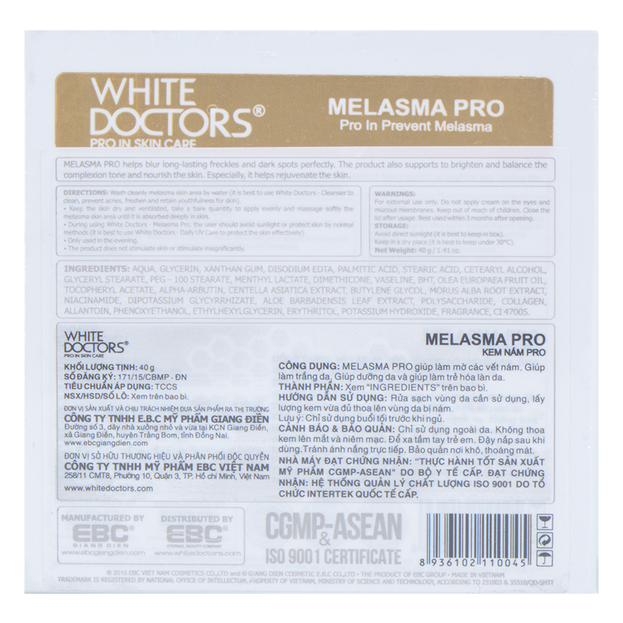 Kem Làm Mờ Vết Nám White Doctors Melasma Pro (40g)