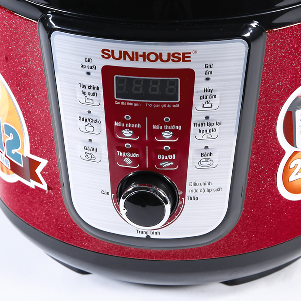 Nồi Áp Suất Điện Tử Đa Năng Sunhouse SHD1757 (5L) - Đỏ - Hàng chính hãng