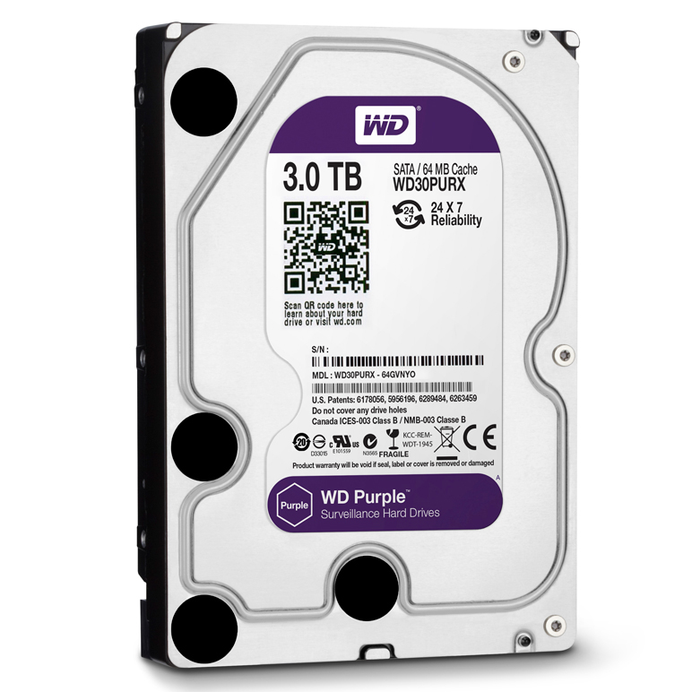 Ổ Cứng Camera WD Purple™ 3TB/64MB/3.5 IntelliPower - WD30PURZ - Hàng chính hãng