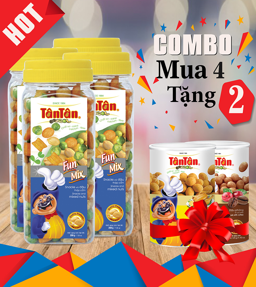 Combo 4 Snack Và Đậu Thập Cẩm Tân Tân (200g /Hủ)