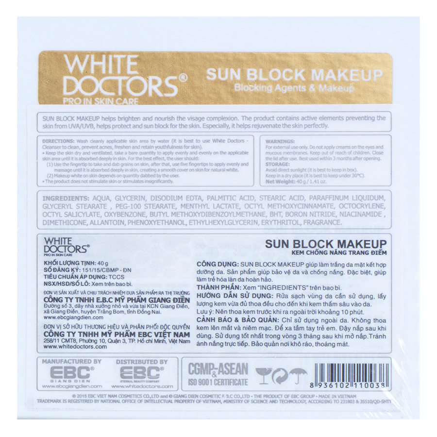 Hình ảnh Kem Trắng Da Chống Nắng White Doctors Sun Block Makeup (40ml)