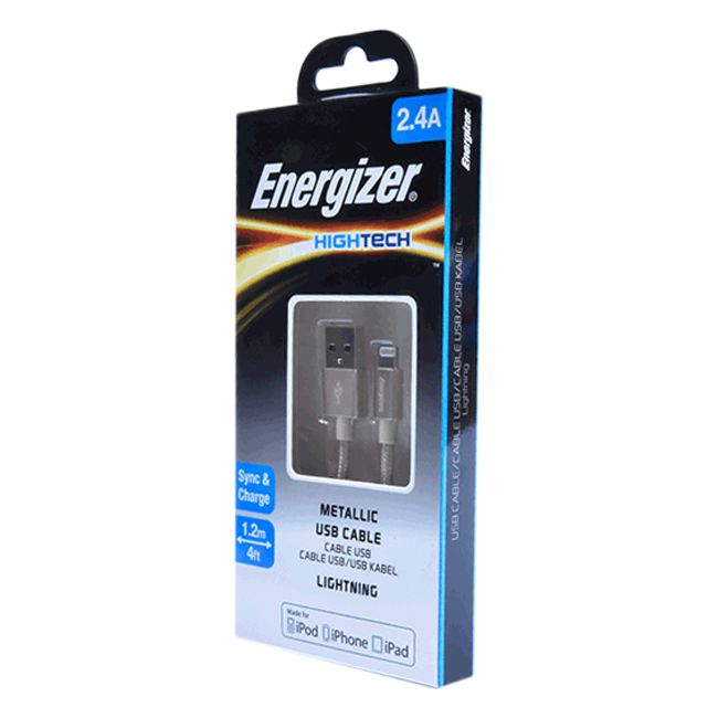 Cáp Sạc Energizer Lightning  1.2m Metallic - Hàng Chính Hãng