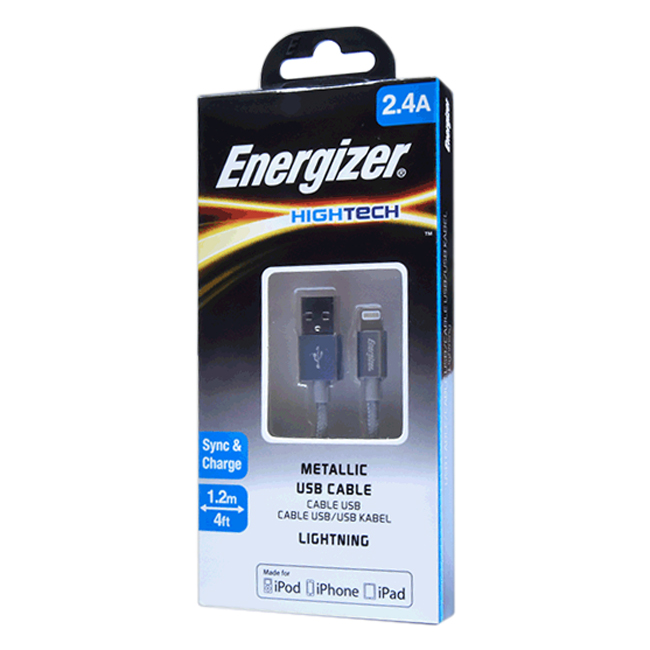 Cáp Sạc Energizer Lightning  1.2m Metallic - Hàng Chính Hãng