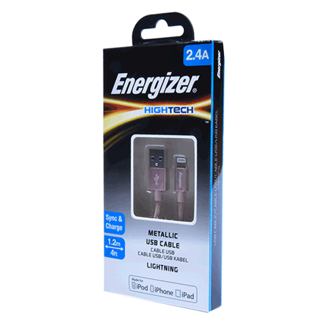 Cáp Sạc Energizer Lightning  1.2m Metallic - Hàng Chính Hãng