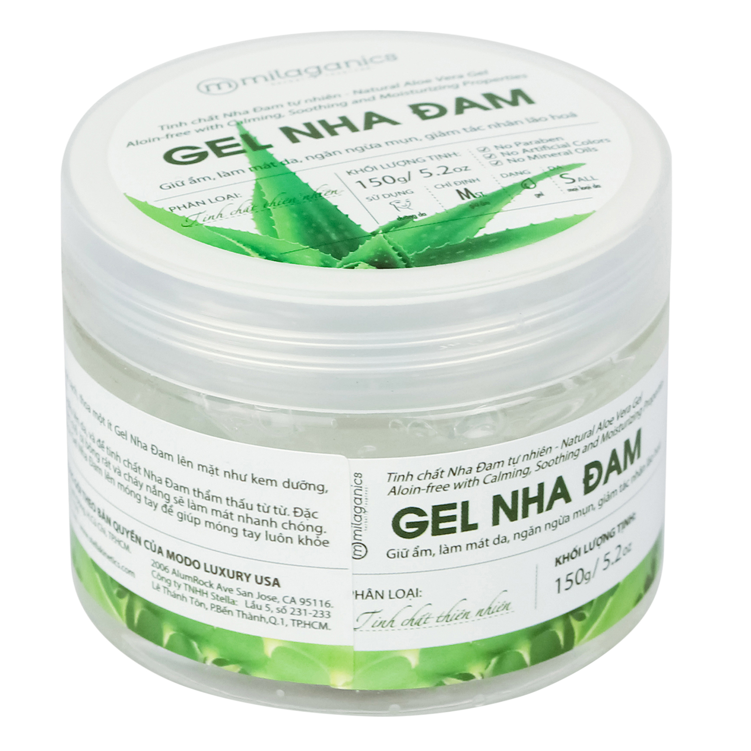 Gel Lô Hội Làm Mát Da, Ngừa Mụn, Chống Lão Hóa Milaganics (150g)