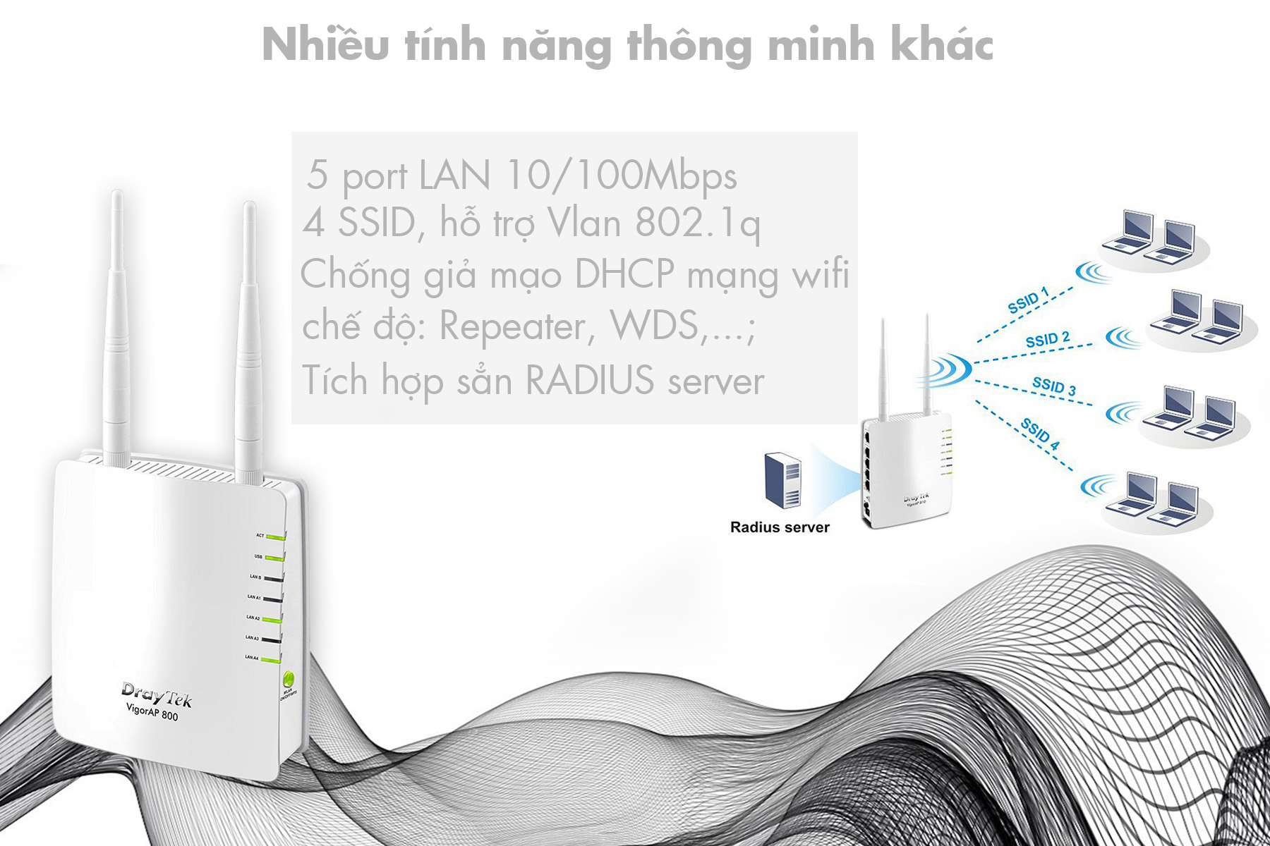 DrayTek Vigor AP810 - Access Point PoE  - Hàng Chính Hãng