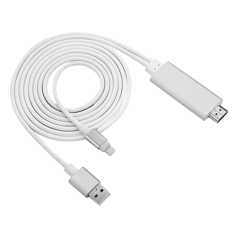 Cáp Lighting To HDMI Cho Iphone 5/5s/6/6s/6Plus/ iPad Mini/ Mini 2/ iPad Air (2m) – Trắng