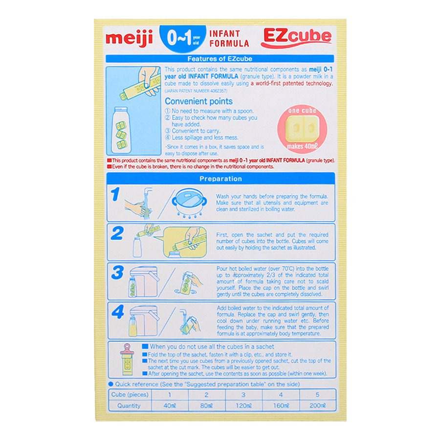 Sữa Meiji Ezcube Infant Formula Dạng Viên (432g)