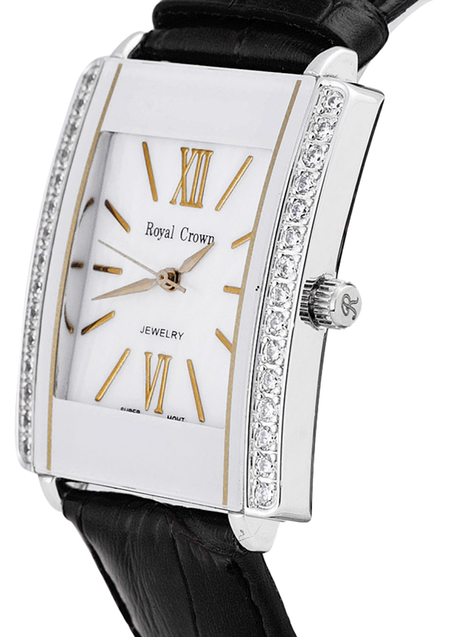 Đồng Hồ Nữ Dây Da Royal Crown 3645ST - Đen