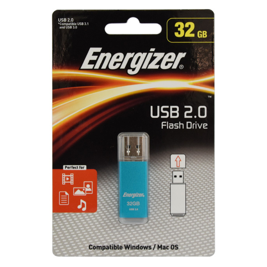 USB Energizer 32GB FUSSBC032R (Xanh) - Hàng Chính Hãng