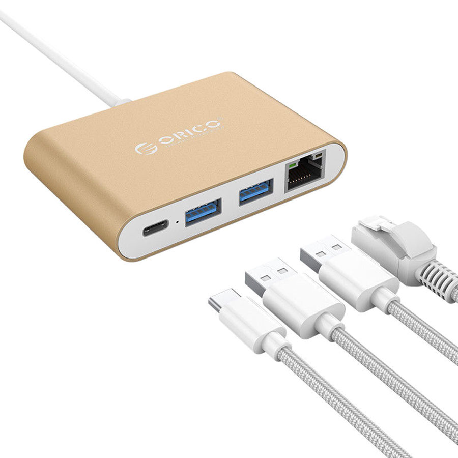 Bộ Chuyển Đổi USB Type-C Sang Type-C, USB3.0, Ethernet Orico RCR-2A - Hàng Chính Hãng