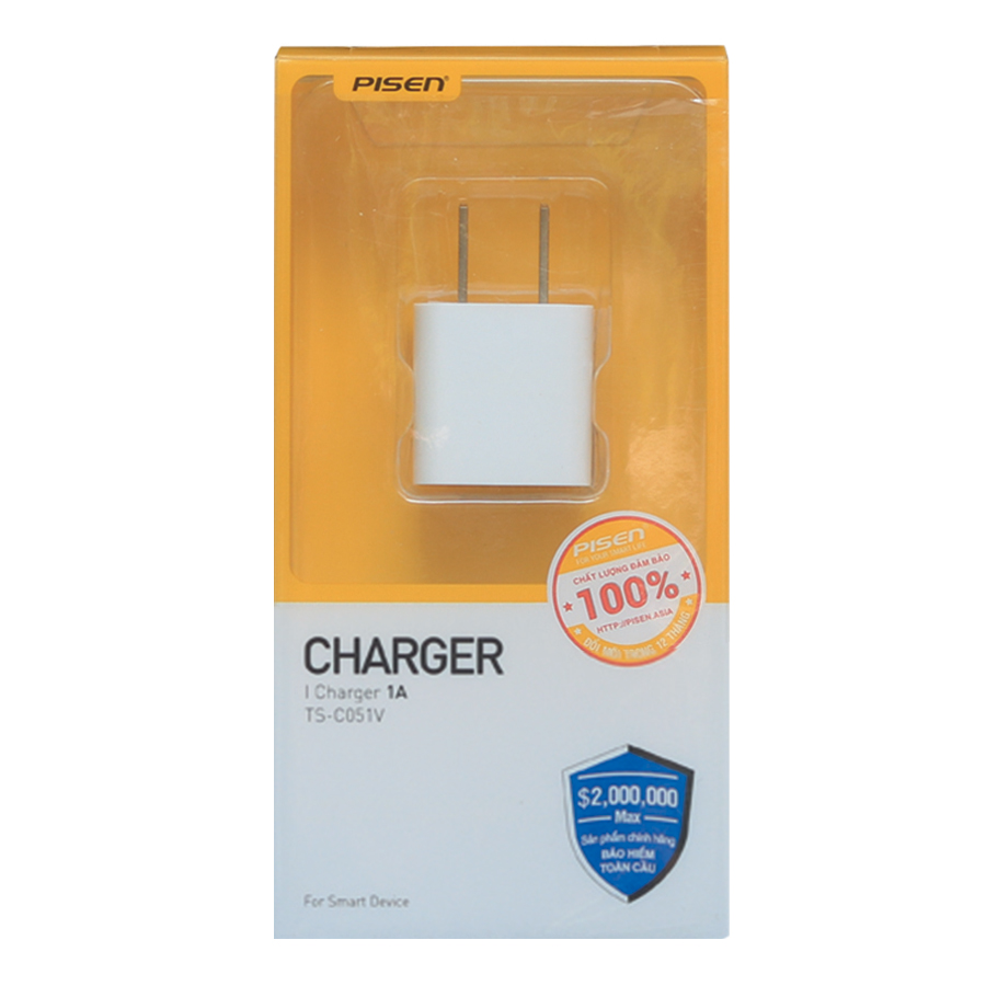 Adapter Sạc Pisen Charger 1A/Apple - Trắng - Hàng chính hãng