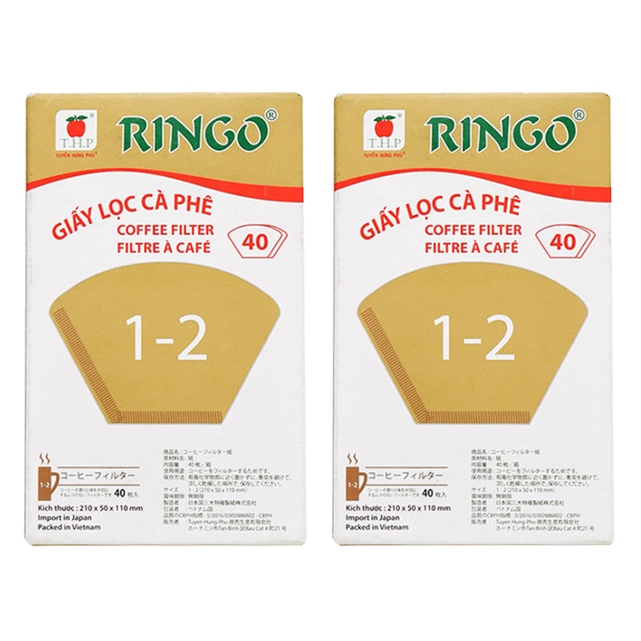 Bộ 2 Giấy Lọc Cà Phê THP 1 x 2 (Hộp 40 Tờ) - Nâu