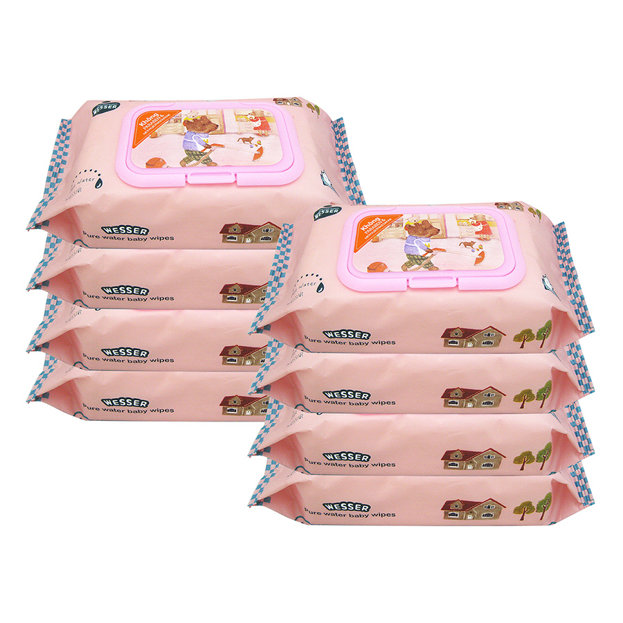 Bộ 8 Gói Khăn Ướt Wesser - Hồng