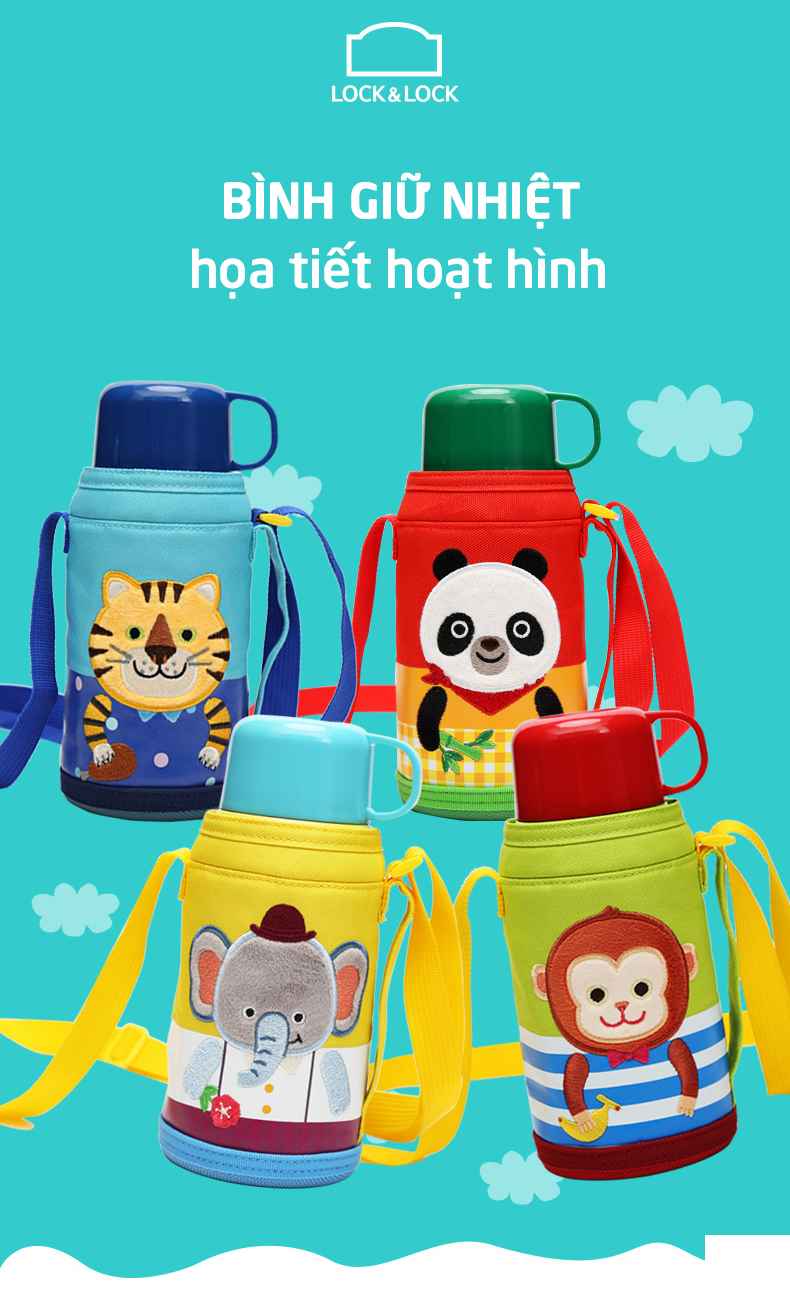 Bình Giữ Nhiệt Cartoon Panda Kids Vacuum Bottle Lock&amp;Lock LHC1435PDA (550ml)