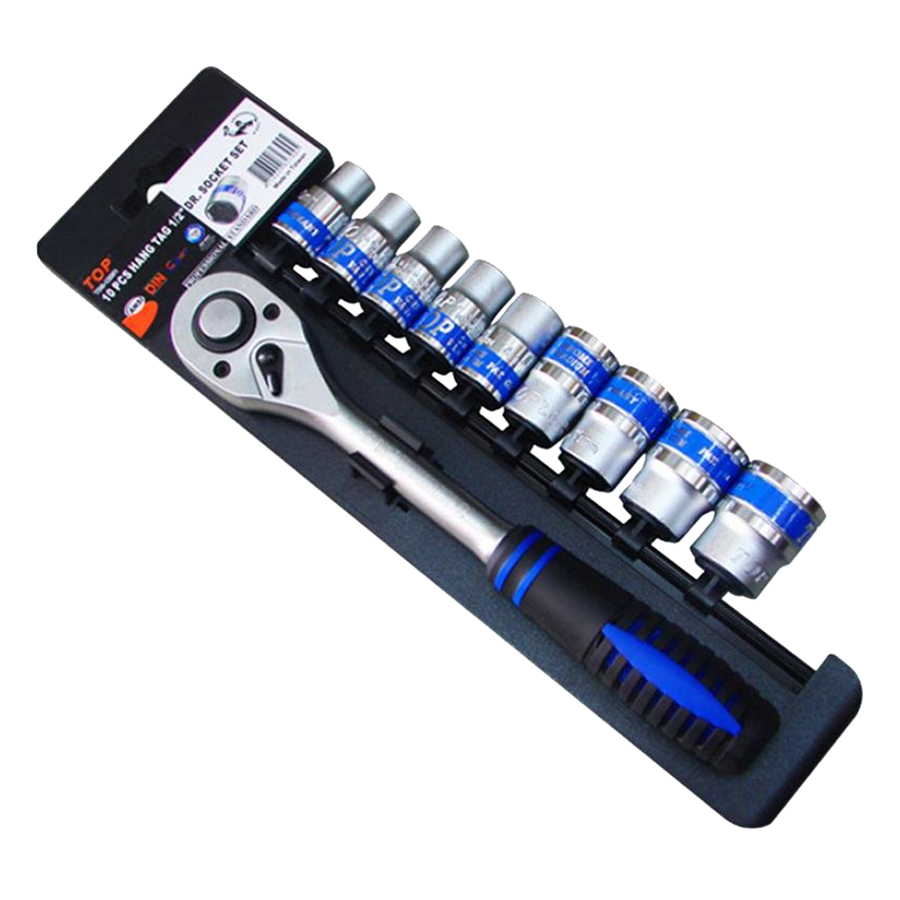 Bộ Tuýp 10 Chi Tiết 1/2" Cần Tự Động Bọc Nhựa TOP TBS-12251