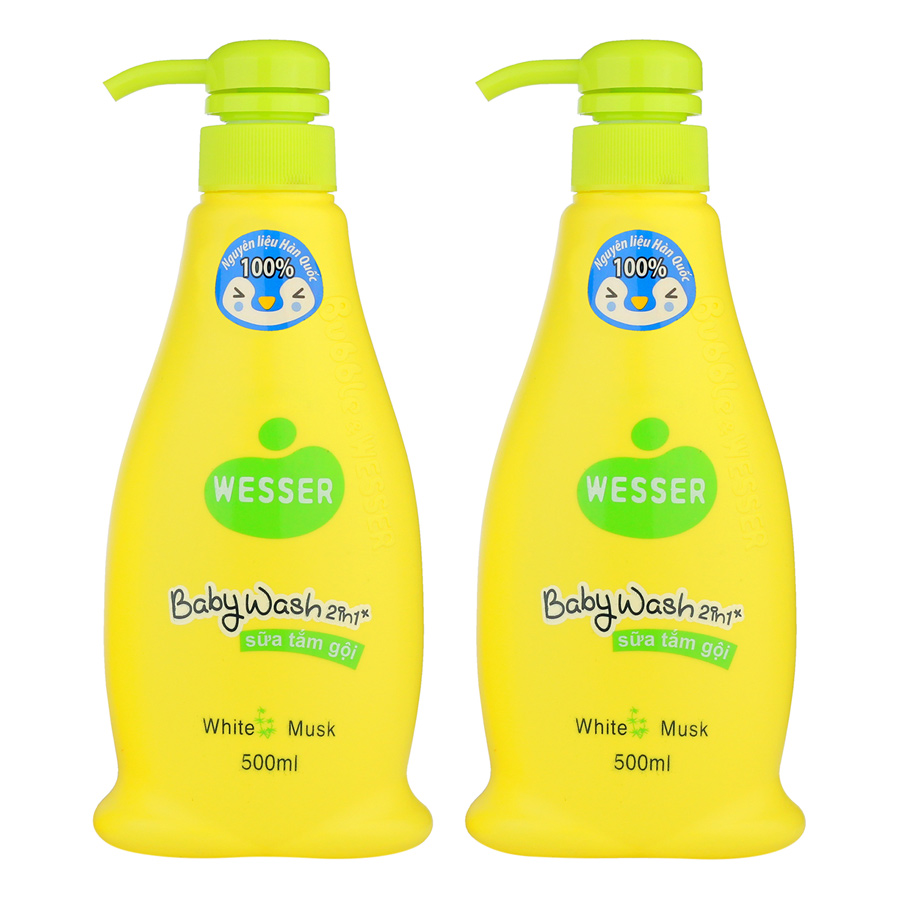 Bộ 2 Chai Sữa Tắm Gội Wesser 2in1 Hương Cỏ Xạ Hương - Xanh Lá