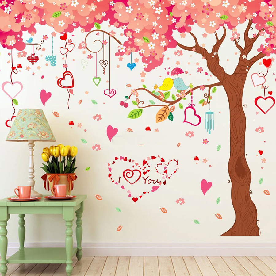 Decal Cây Tình Yêu Hồng Lala Shop DC1337 (200 x 360 cm)