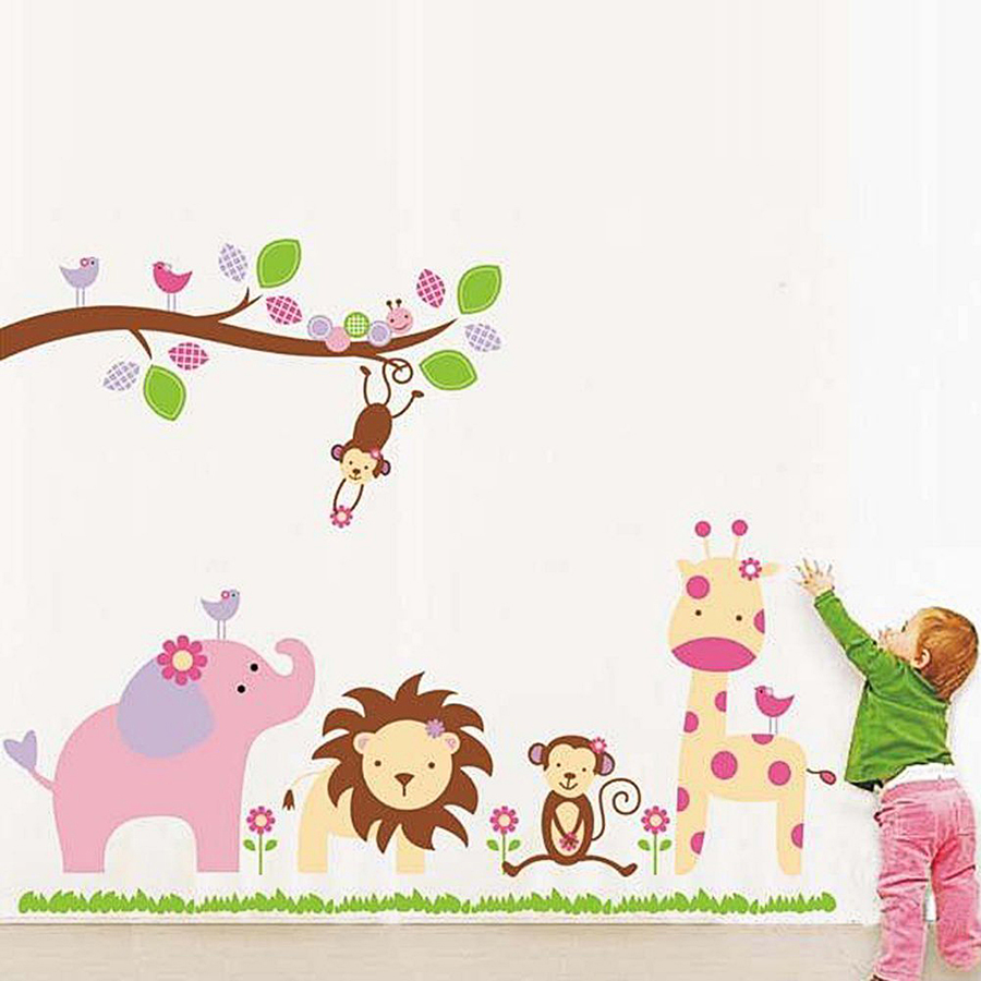 Decal Voi Hồng Và Các Bạn Lala Shop DC034 (95 x 116 cm)