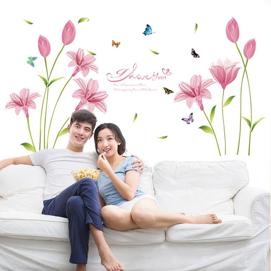 Decal Hoa Anh Thảo Hồng Lala Shop DC2039 (100 x 150 cm)