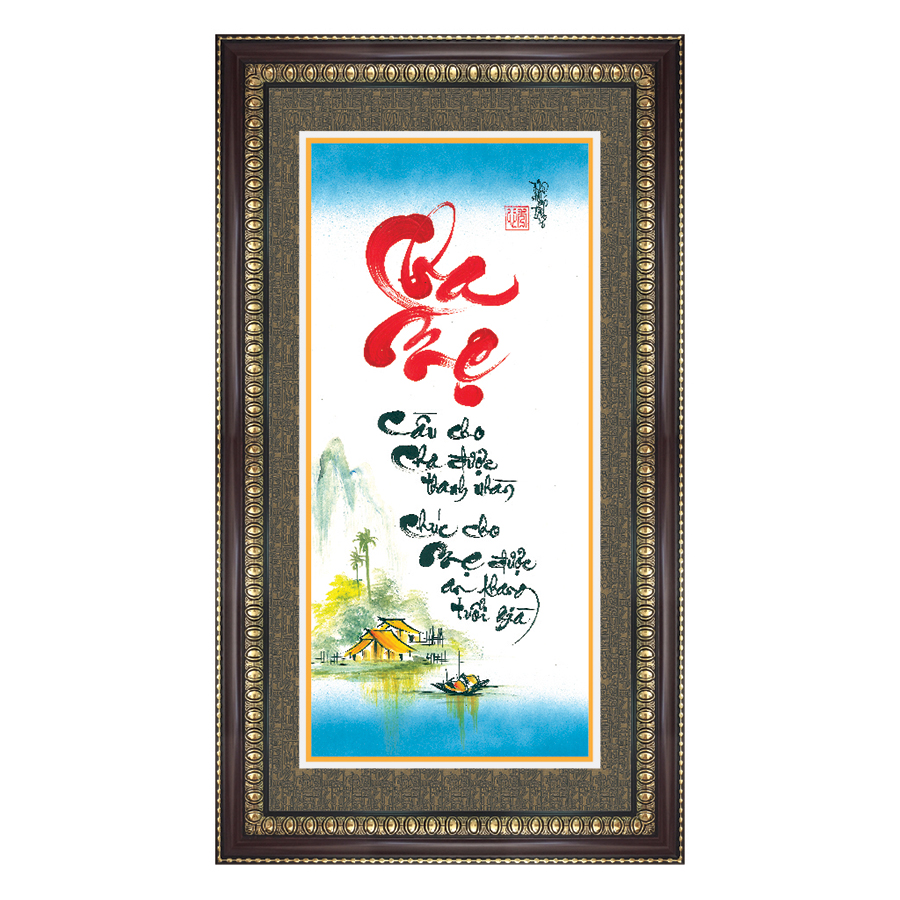 Tranh Khung Thư Pháp CẦU MONG CHA MẸ SỐNG LÂU TPT_40-13 Thế Giới Tranh Đẹp