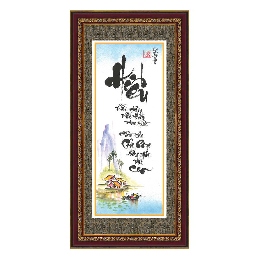 Tranh Thư Pháp MONG CHA MẸ SỐNG ĐỜI VỚI CON TPT_30-15 (30 x 60 cm) Thế Giới Tranh Đẹp