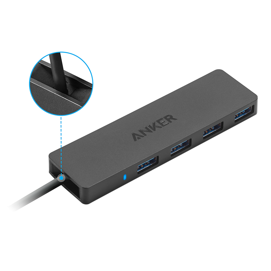 Hub USB 3.0 4 Cổng Anker Ultra Slim - A7516011 (Đen) - Hàng Chính Hãng