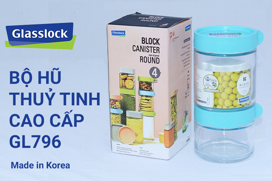 Bộ 2 Hũ Thủy Tinh Glasslock GL-796 (250ml - 400ml)