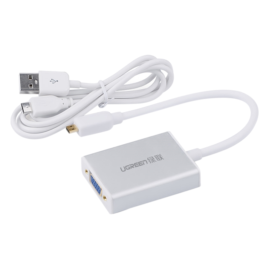 Cáp Mini HDMI To VGA Ugreen 40217 - Trắng - Hàng Chính Hãng