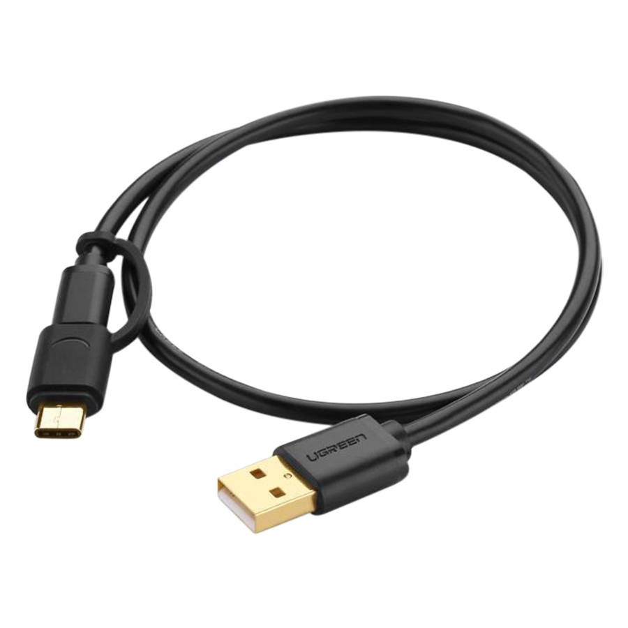 Dây USB đa năng 2 trong 1 đầu ra Micro-USB và USB Type-C UGREEN US142 - Hàng Chính Hãng